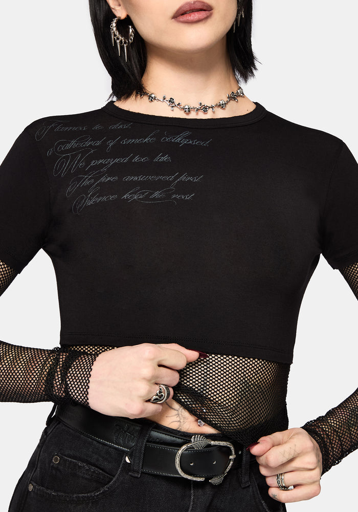 Shae Fishnet Long Sleeve Top