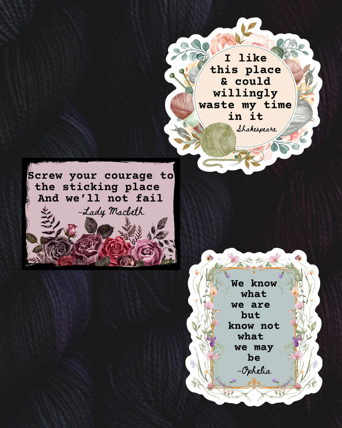 Destination Yarn Sticker Shakespeare Quotes Florals - Sticker Pack