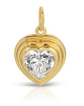 Heart charm with gold-tone frame and faceted simulated diamond, hanging loop