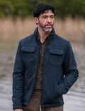 Skellig Wool Tweed Walking Jacket - Navy #color_navy