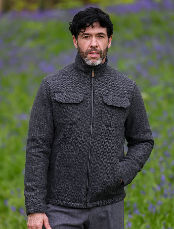 Skellig Wool Tweed Walking Jacket - Charcoal #color_charcoal
