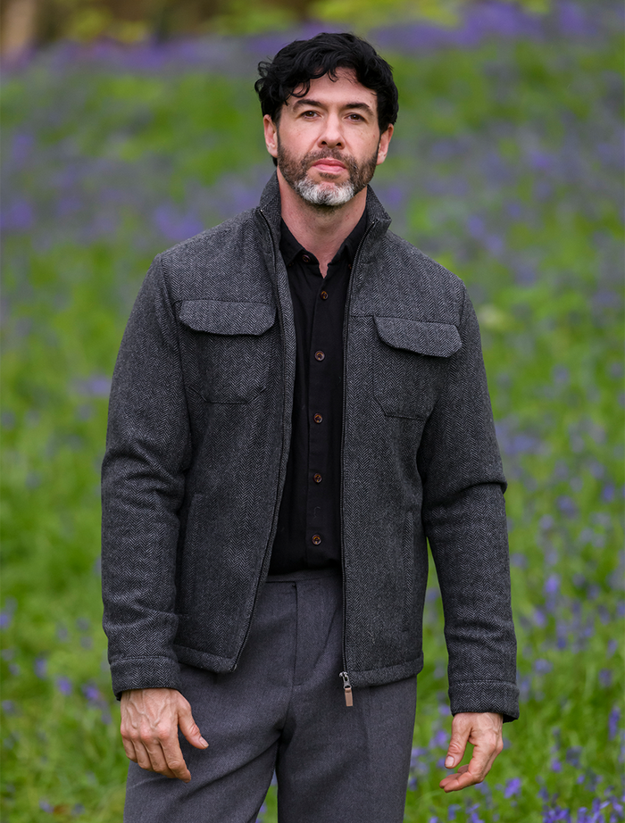 Skellig Wool Tweed Walking Jacket - Charcoal #color_charcoal