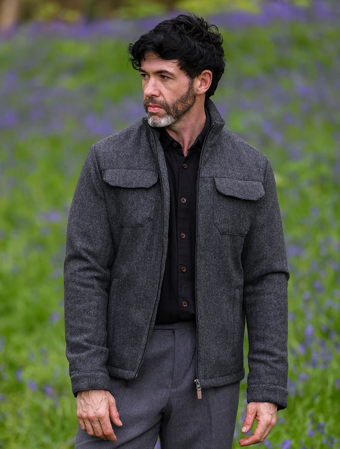 Skellig Wool Tweed Walking Jacket - Charcoal #color_charcoal