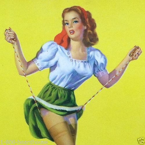 SKIP IT Art Lithograph Pinup Print 1940s