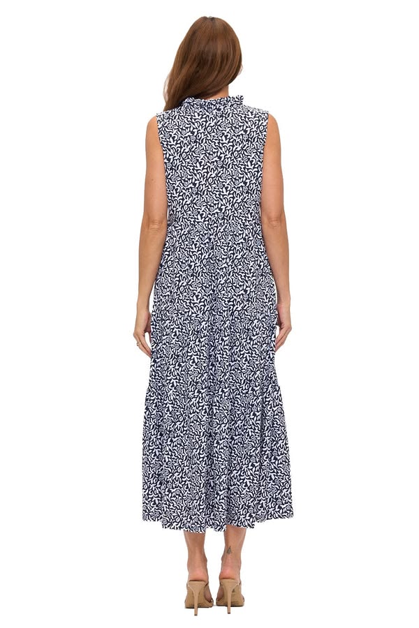 Sleeveless Geometric A-Line Midi Dress