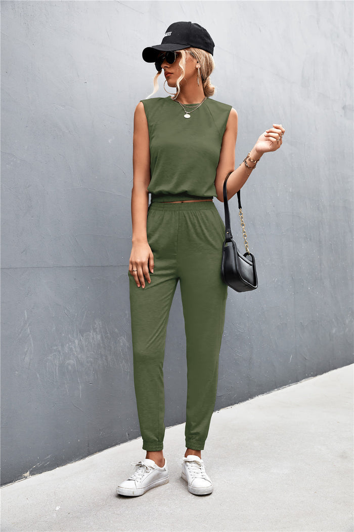 Sleeveless Top and Joggers Set - Madikfashions.com