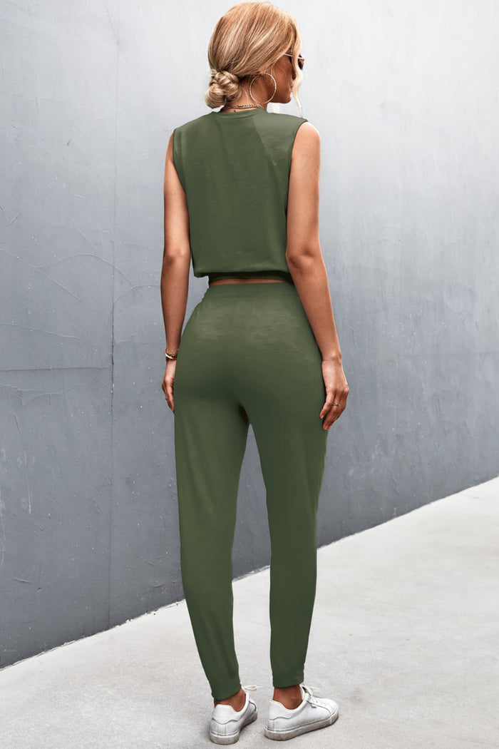 Sleeveless Top and Joggers Set - Madikfashions.com