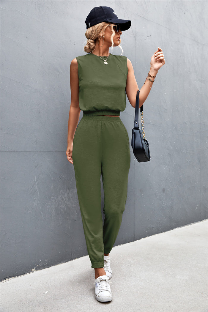 Sleeveless Top and Joggers Set - Madikfashions.com