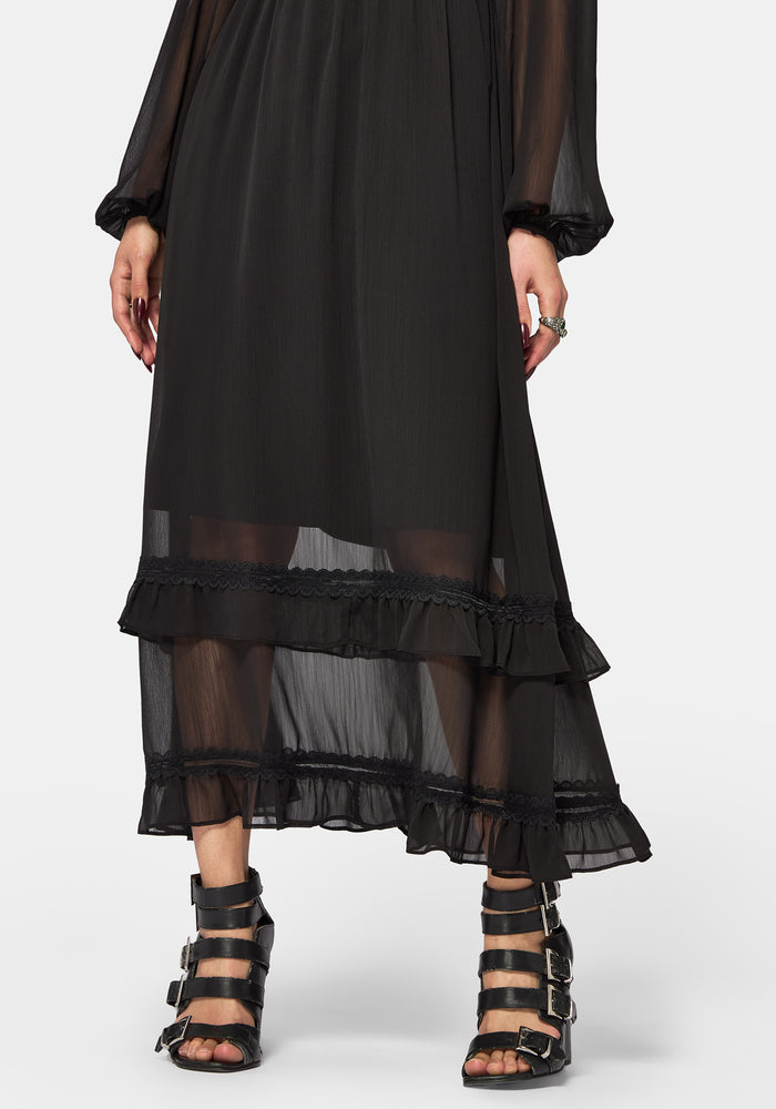 Sly Tiered Lace Trim Midaxi Dress