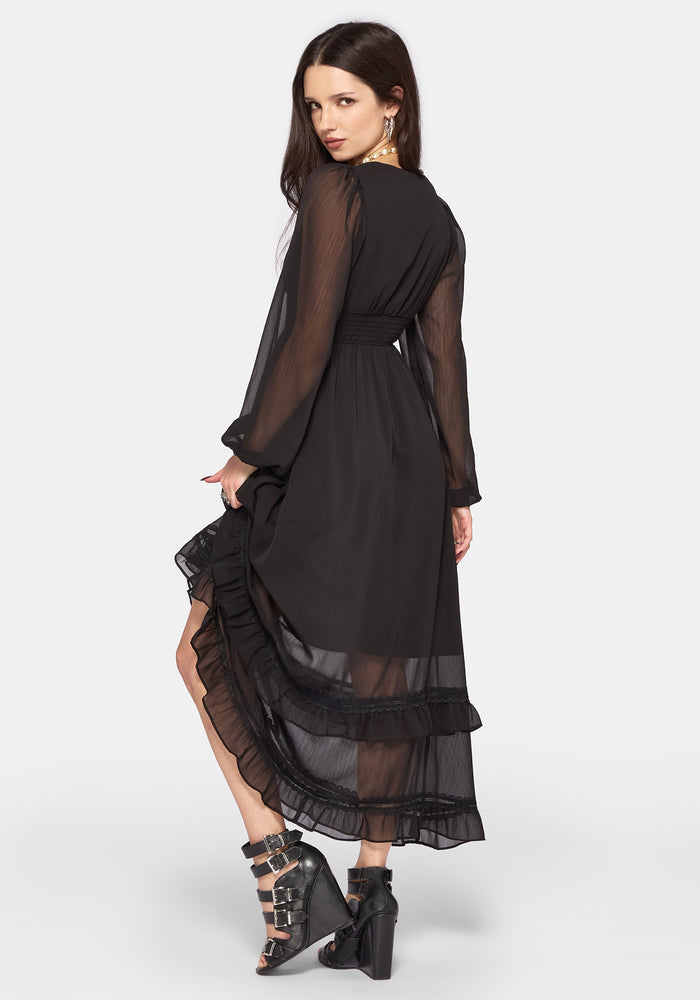 Sly Tiered Lace Trim Midaxi Dress