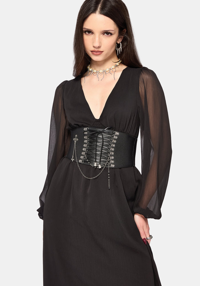 Sly Tiered Lace Trim Midaxi Dress