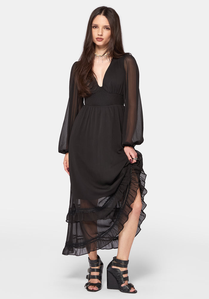 Sly Tiered Lace Trim Midaxi Dress