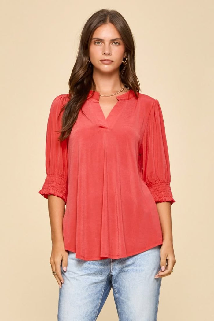 Smocked Puff Sleeve Top