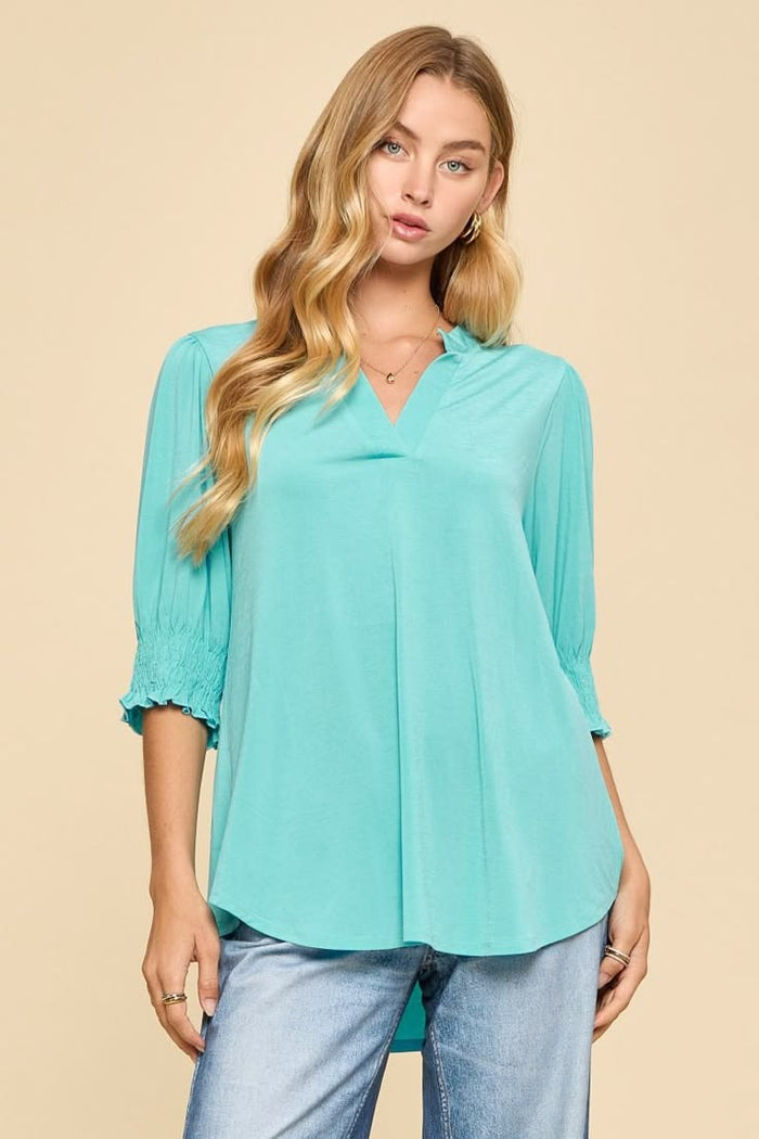 Smocked Puff Sleeve Top