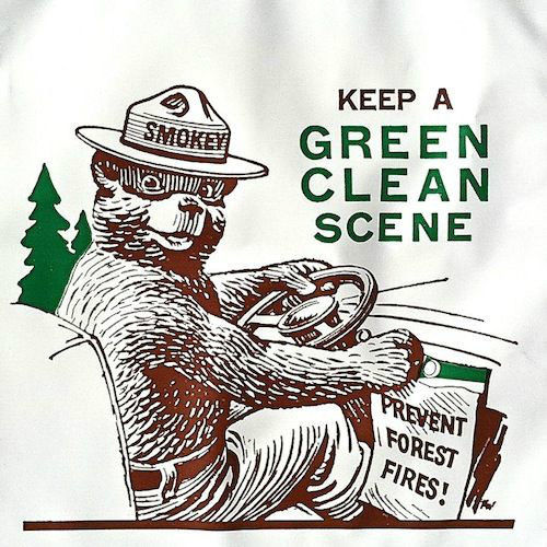 SMOKEY THE BEAR Green Scene Litter Bag 1960s