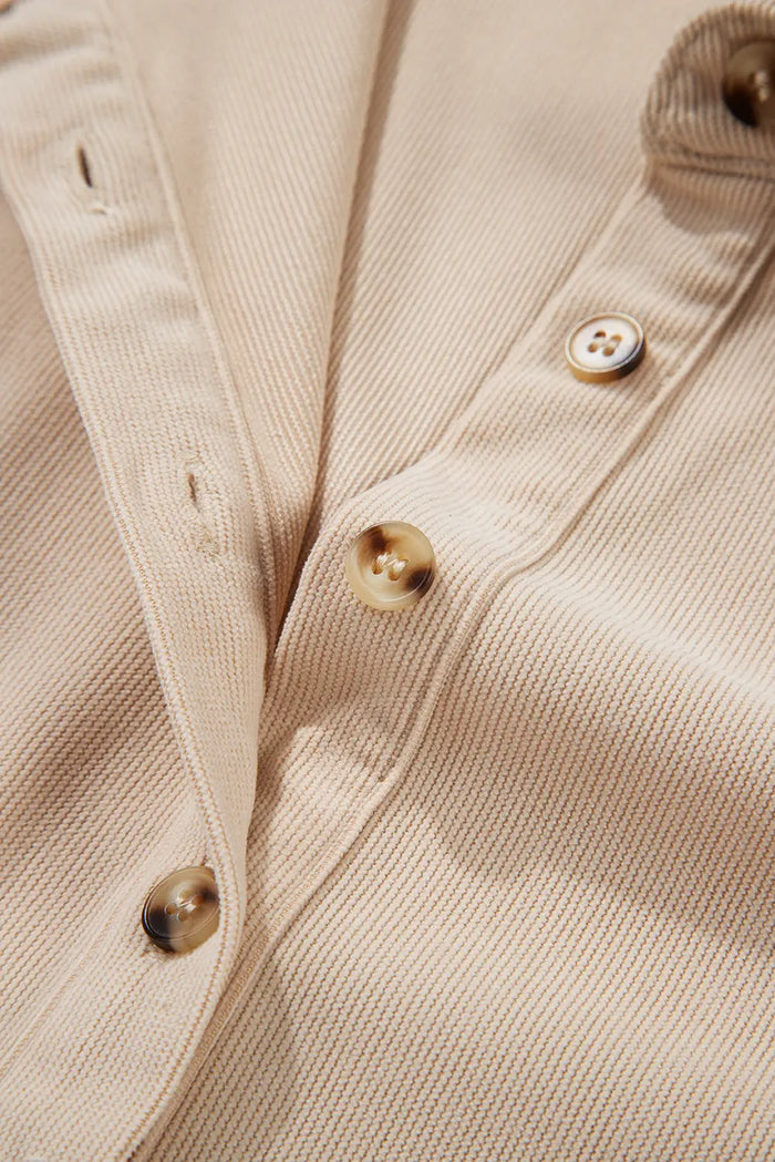 Soft Corduroy Half Button Collared Long Sleeve Mini Dress - Dresses/Mini Dresses