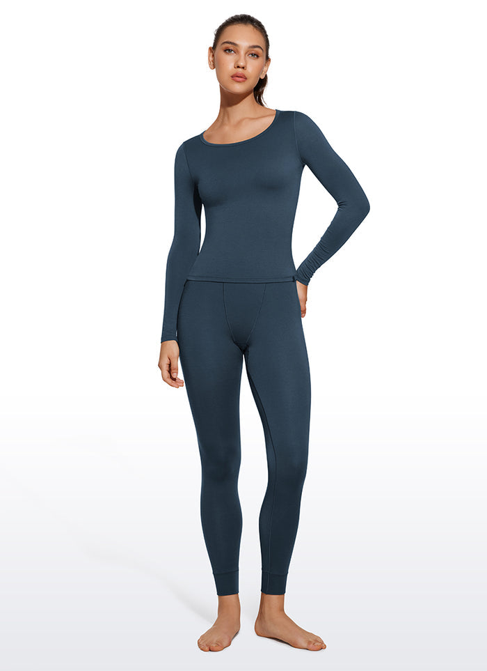 CRZ YOGA Women's Thermal Soft Base Layer Top Bottom Underwear Sets Stelindigo