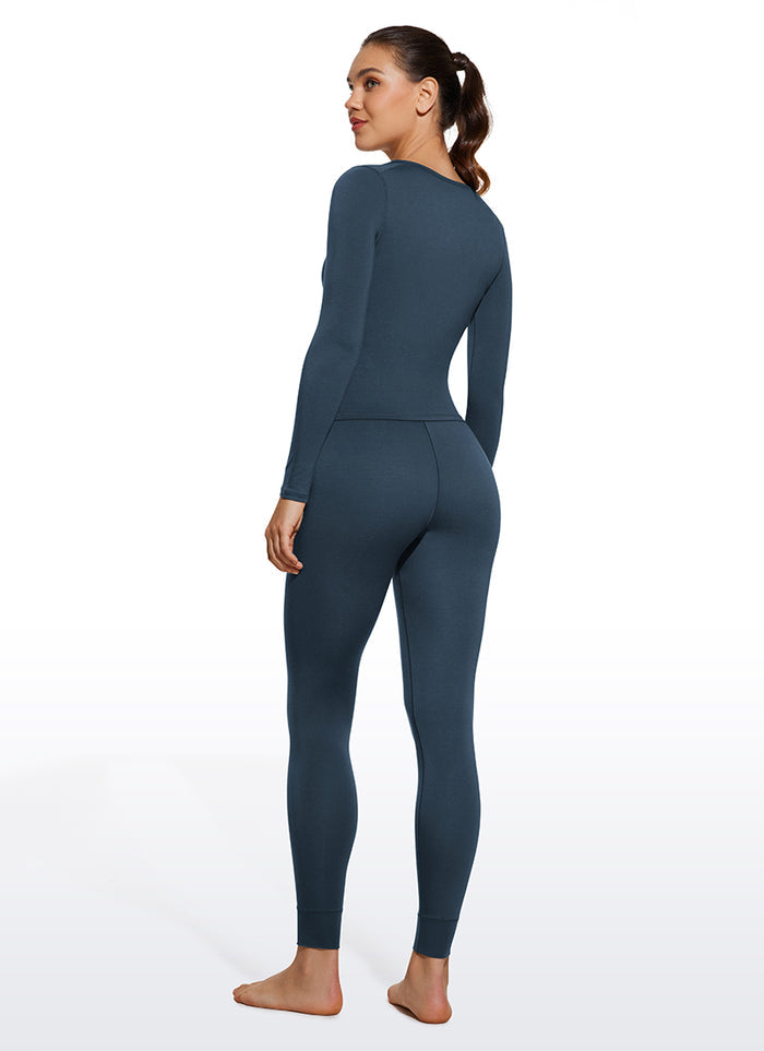 CRZ YOGA Women's Thermal Soft Base Layer Top Bottom Underwear Sets Stelindigo