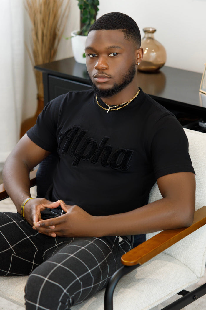 Solid Black Alpha Chenille Tee
