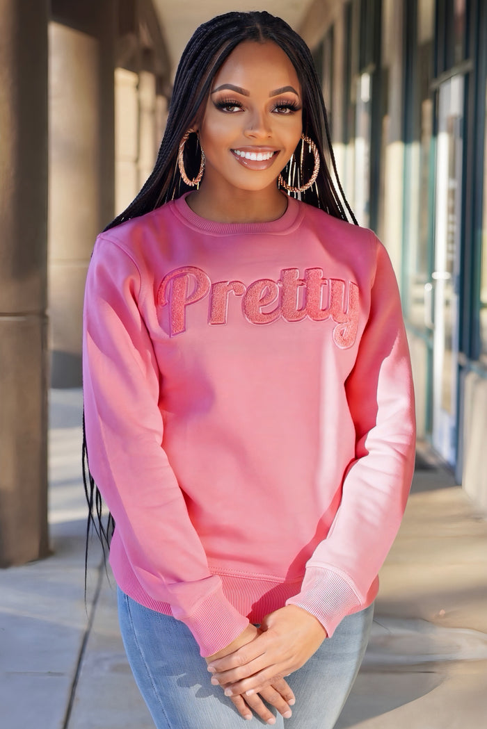 Solid Pink Pretty Chenille Sweatshirt