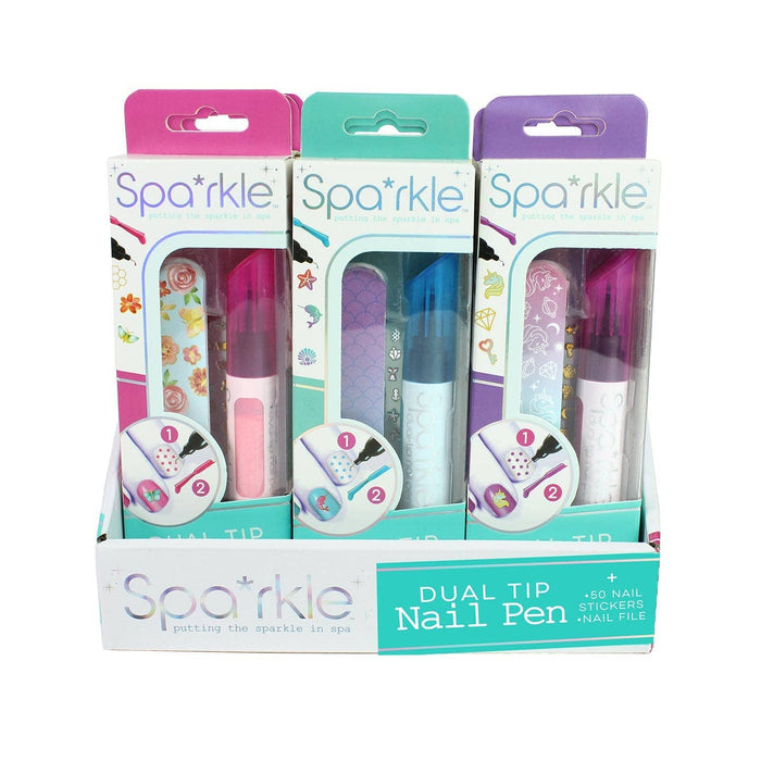 Spa*rkle Dual-Tip Nail Pens PDQ asst. Bright Stripes