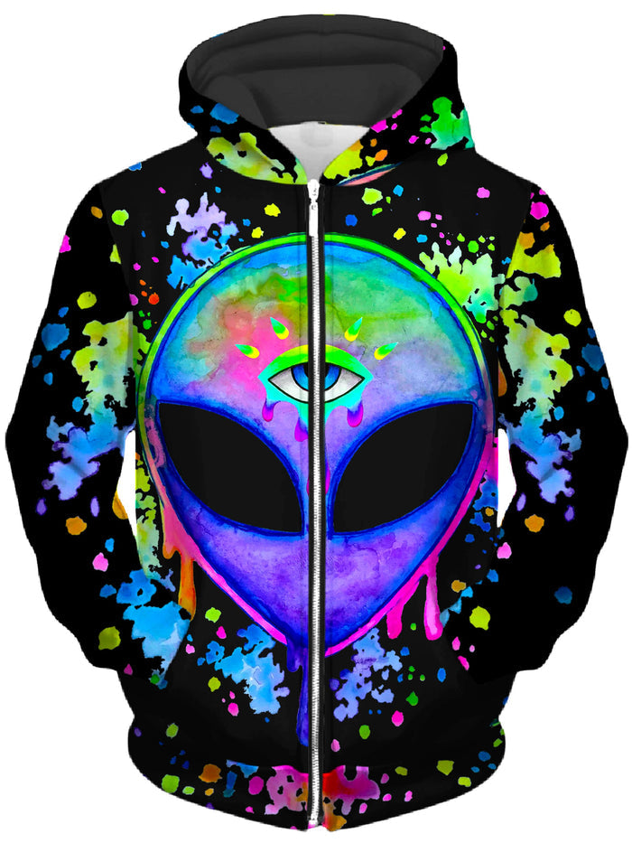 Splatter Alien Unisex Zip-Up Hoodie BrizBazaar Epic Hoodie