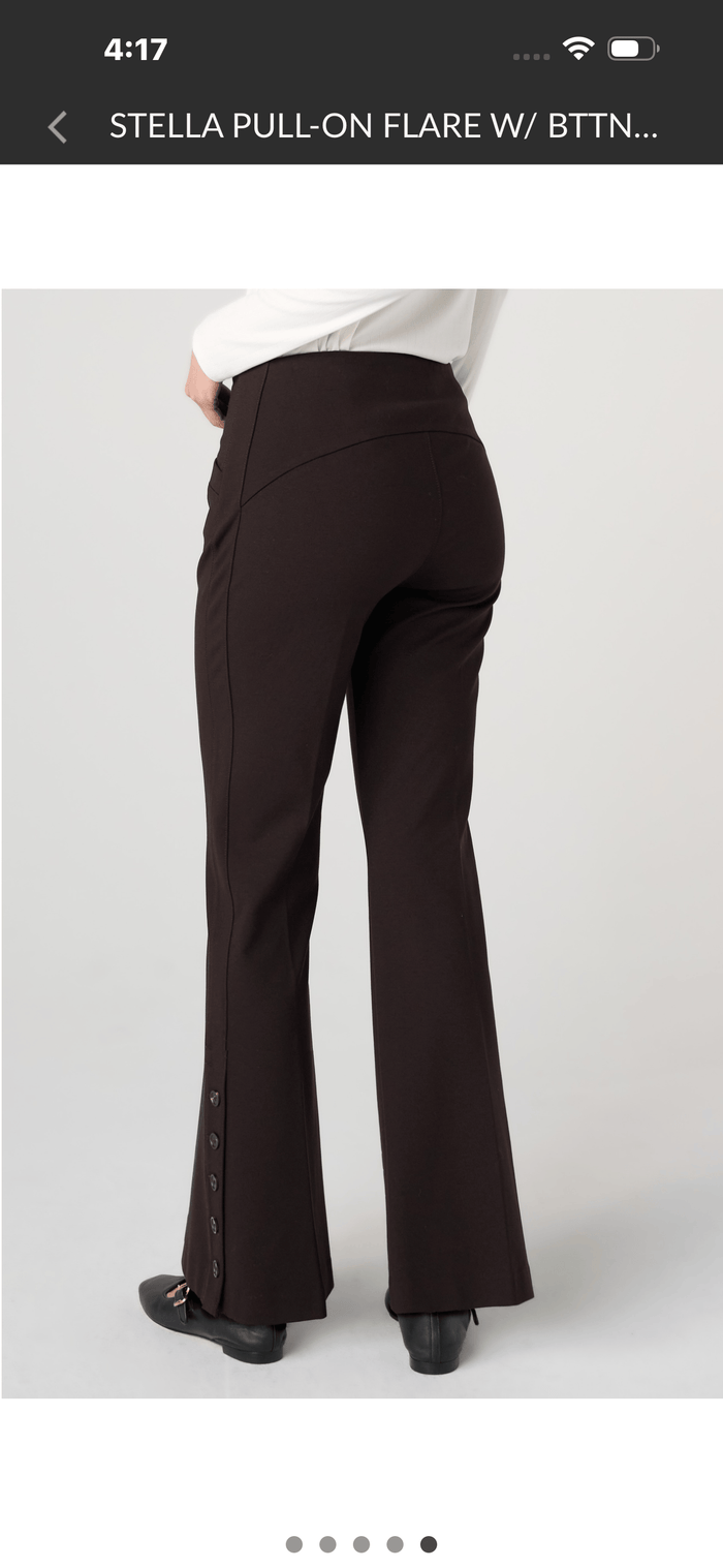 Stella Pull-On Flare W/ Bttn Hem - 30', Brown Truffle Liverpool Pants
