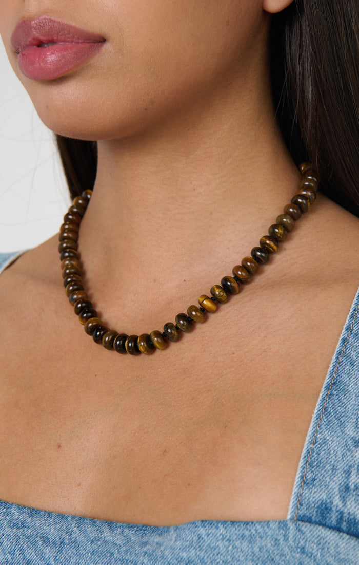 Stone Beaded Necklace ~ Tiger Eye