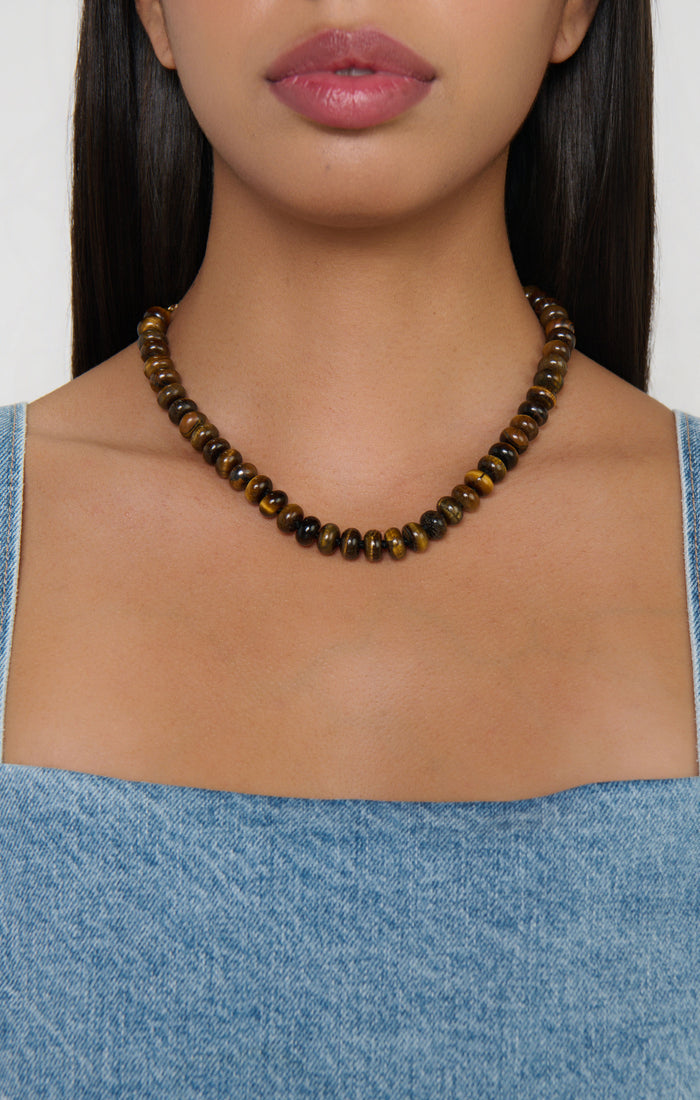Stone Beaded Necklace ~ Tiger Eye