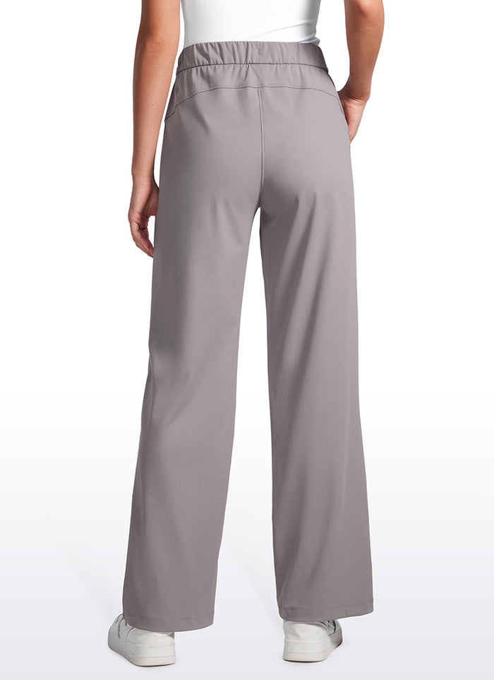 CRZ YOGA Women Stretch Straight Wide Leg Casual Pockets Pants 30.5” Dark Chrome