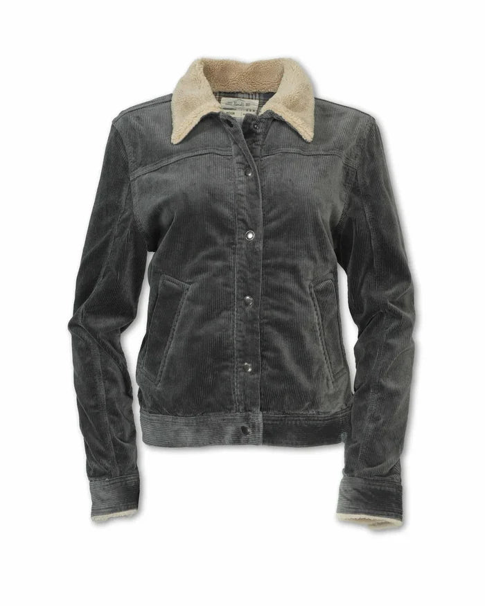 Stretch Corduroy Fleeced Jacket. Charcoal Purnell LLC Outerwear S