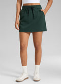 CRZ YOGA Women's Casual Golf Stretch High-Rise Drawstring Skirts 15" Legend Green