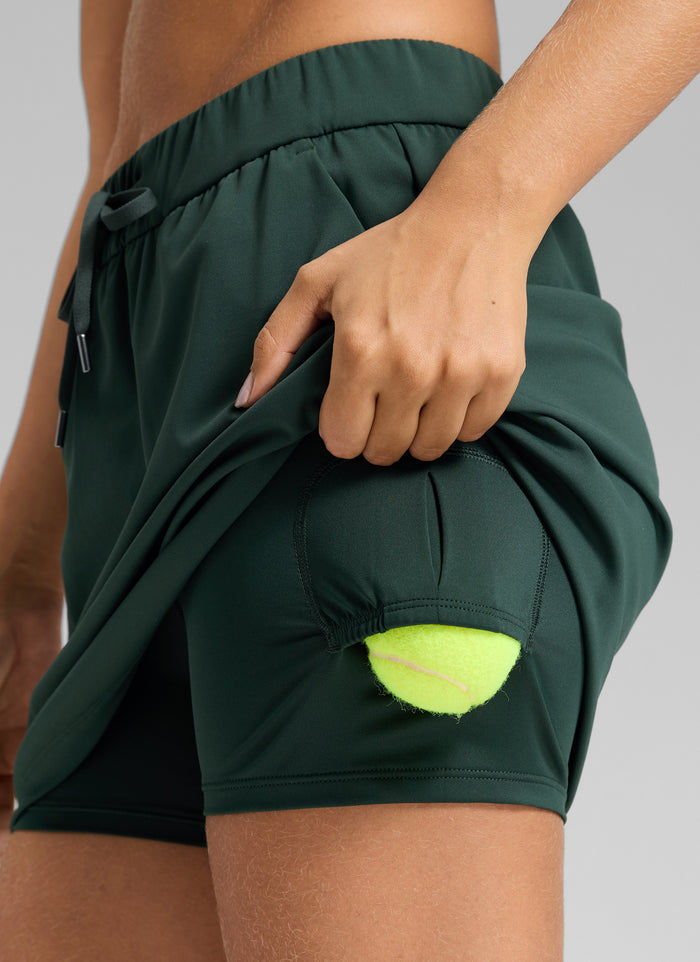 CRZ YOGA Women's Casual Golf Stretch High-Rise Drawstring Skirts 15" Legend Green