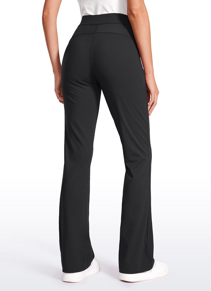 CRZ YOGA  Womens Flare  Pants Casual High Waisted with Zip Pockets Black