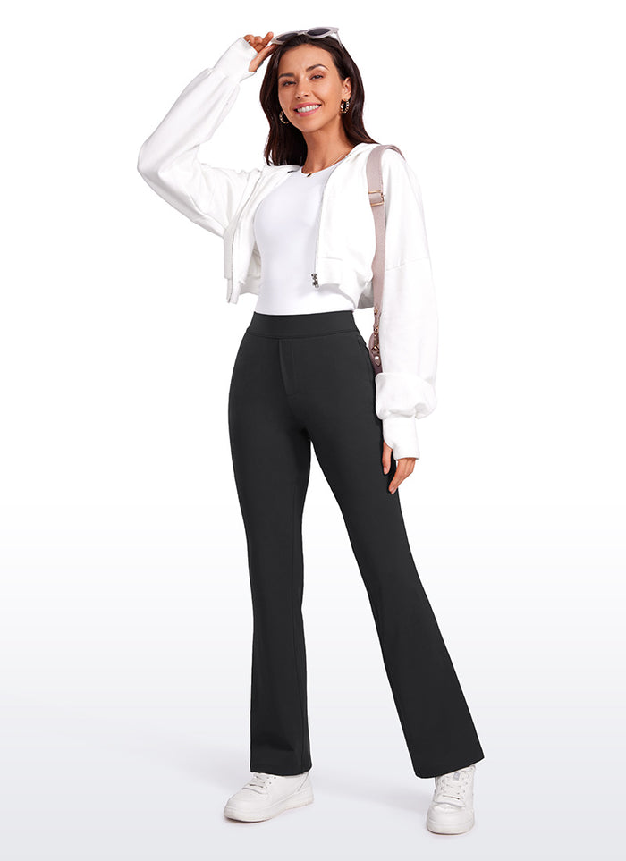 CRZ YOGA  Womens Flare  Pants Casual High Waisted with Zip Pockets Black