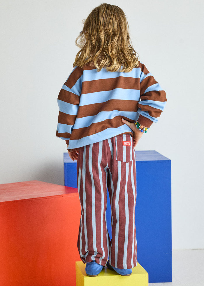 Striped French Terry Pant - Burgundy & Blue