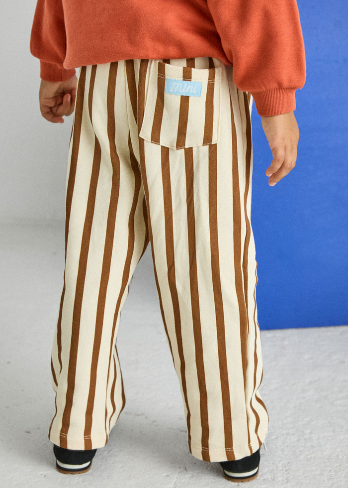 Striped French Terry Pant - Cream & Rust