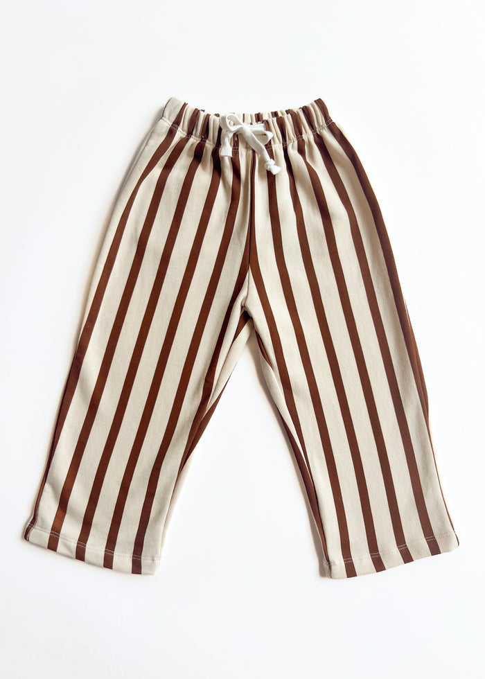 Striped French Terry Pant - Cream & Rust