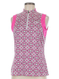 Tail Activewear Pink Mosaic Geo Print Sleeveless Golf Top Size M MSP$92