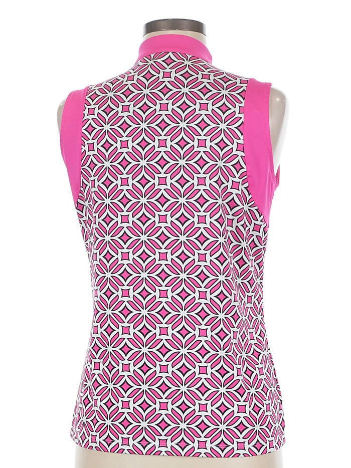 Tail Activewear Pink Mosaic Geo Print Sleeveless Golf Top Size M MSP$92