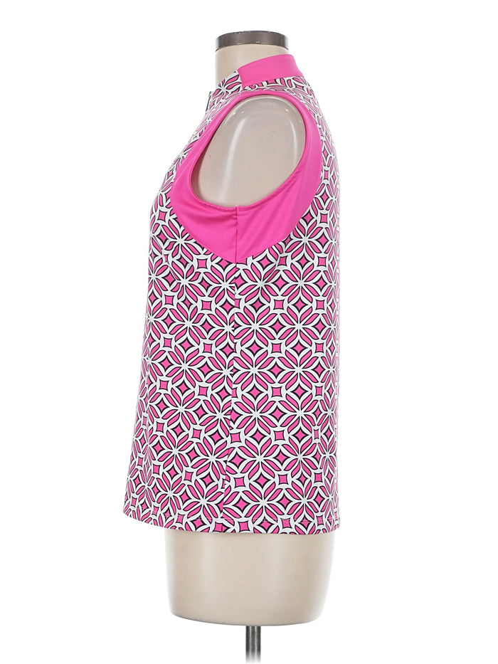 Tail Activewear Pink Mosaic Geo Print Sleeveless Golf Top Size M MSP$92