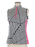 Tail Activewear White & Black STriped Sleeveless Golf Top Size M
