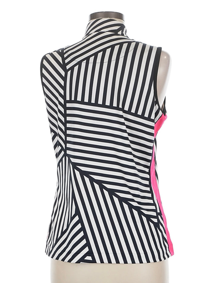 Tail Activewear White & Black STriped Sleeveless Golf Top Size M