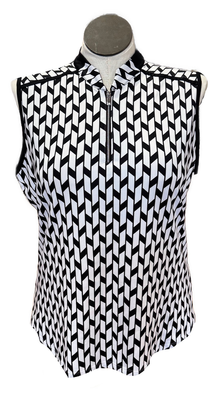 Tail White Label Women's Black & White Print Sleeveless Golf Top Size XXL
