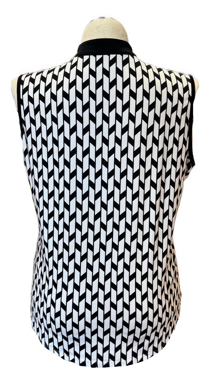 Tail White Label Women's Black & White Print Sleeveless Golf Top Size XXL