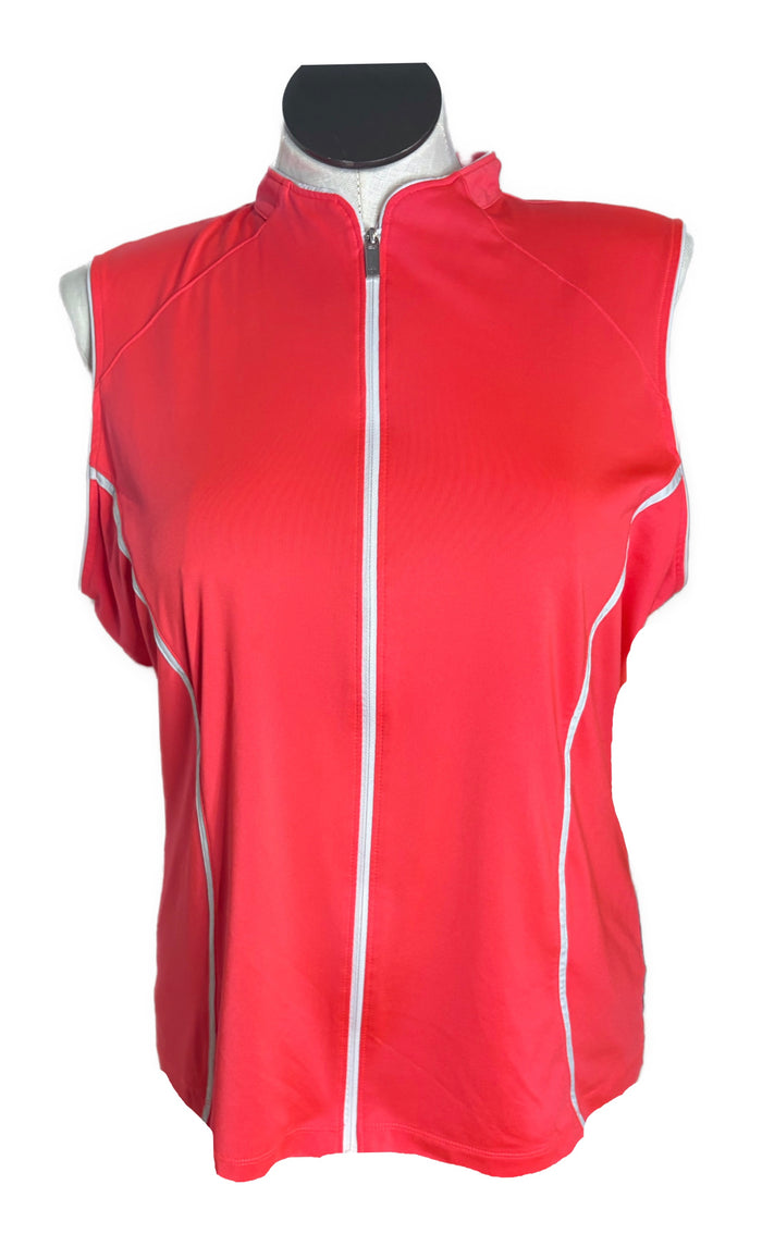 Tail White Label Women's Bright Coral Full-zip Sleeveless Golf Top Size XXL