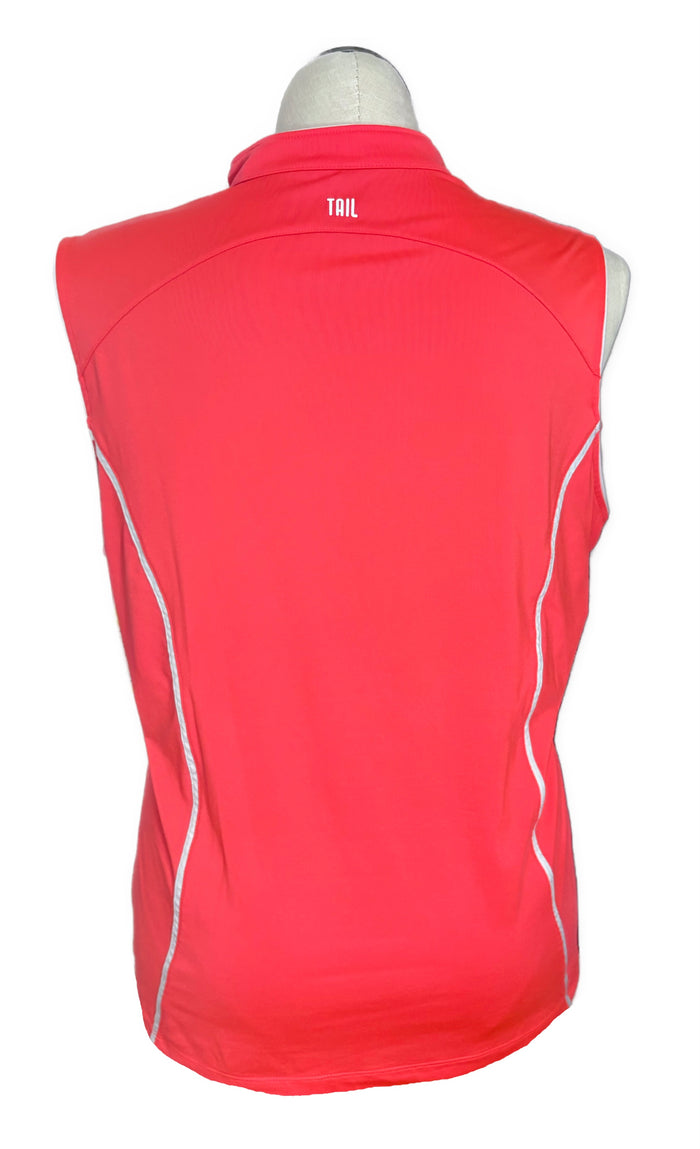 Tail White Label Women's Bright Coral Full-zip Sleeveless Golf Top Size XXL
