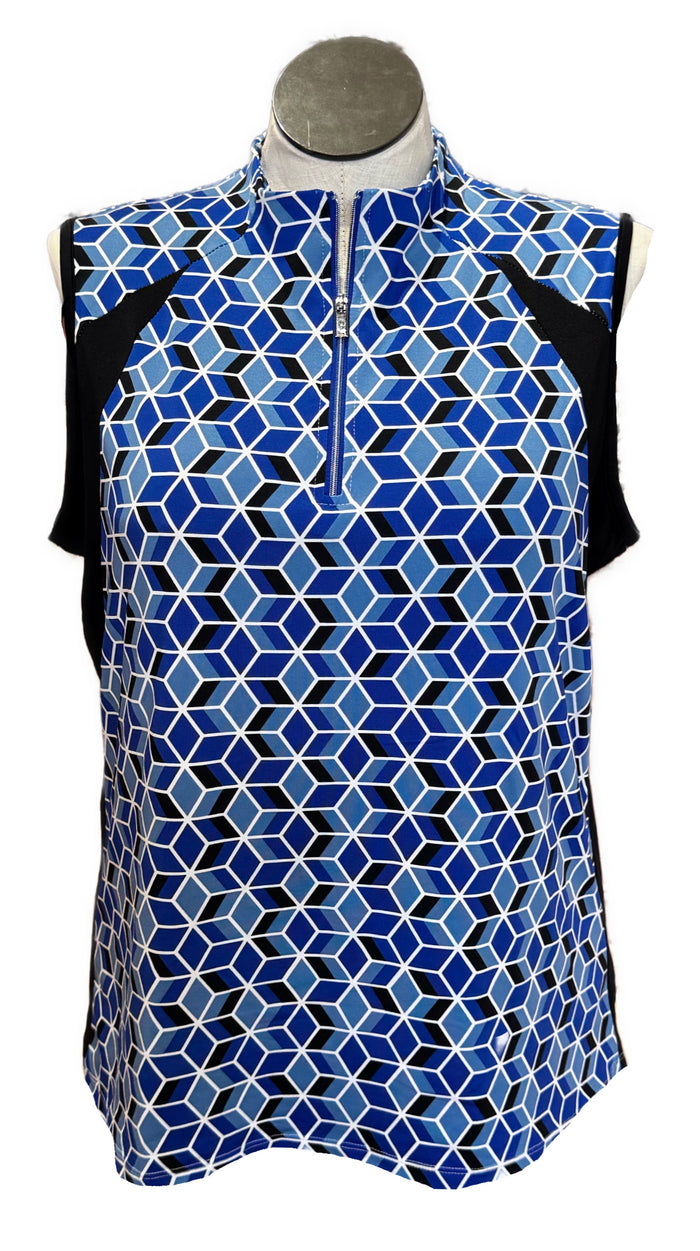 Tail Women's Blue & Black Geometric Print Sleeveless Golf Top Size XXL