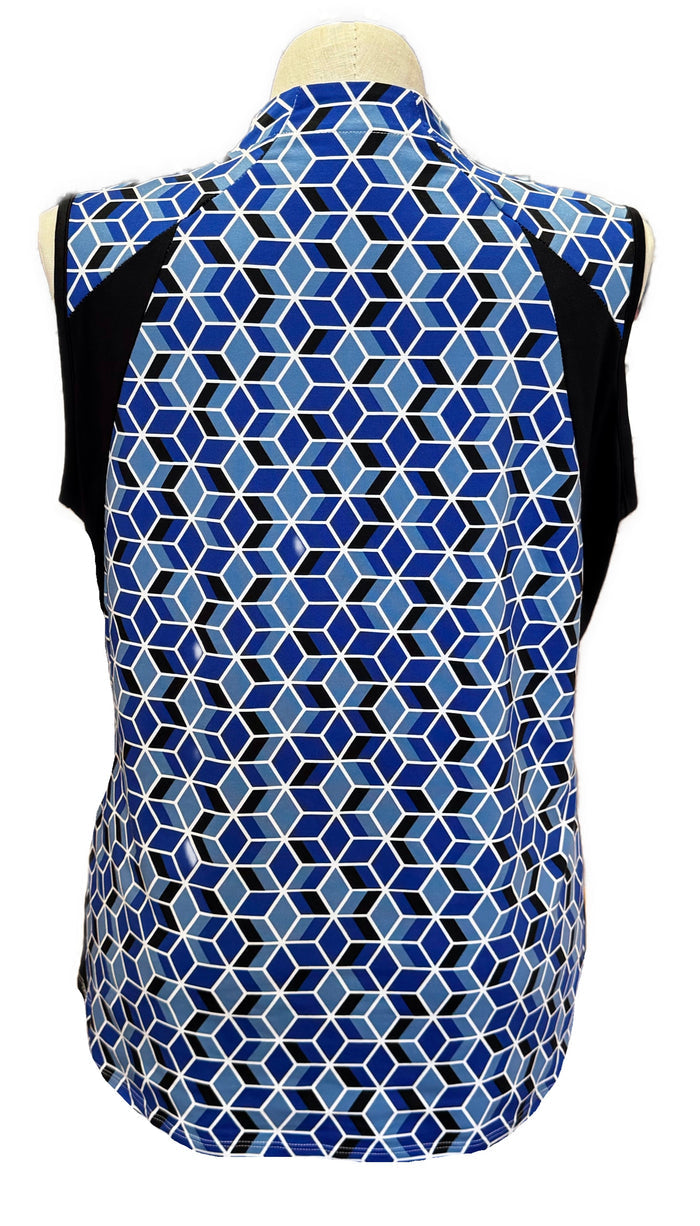Tail Women's Blue & Black Geometric Print Sleeveless Golf Top Size XXL