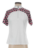 Tail Women's White Short Sleeve Golf Top w/ Maroon & Black Inserts Size S